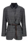 Brunello Cucinelli Monile Houndstooth Blazer Blazer And Suits Gray In Gray