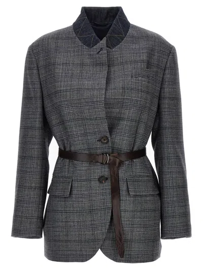 BRUNELLO CUCINELLI BRUNELLO CUCINELLI MONILE HOUNDSTOOTH BLAZER