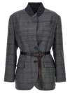 Brunello Cucinelli Monile Houndstooth Blazer Blazer And Suits Gray In Gray