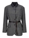 Brunello Cucinelli Monile Houndstooth Blazer Blazer And Suits Gray In Gray