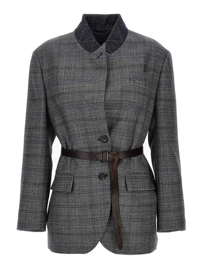 BRUNELLO CUCINELLI MONILE HOUNDSTOOTH BLAZER