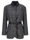 Brunello Cucinelli Monile Houndstooth Blazer Blazer And Suits Gray In Gray
