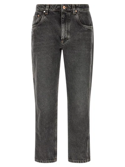 Brunello Cucinelli Straight-leg Denim Jeans In Gray