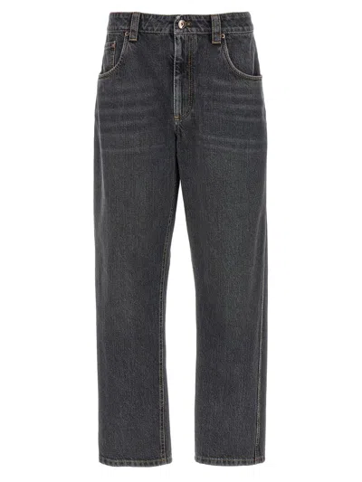 Brunello Cucinelli Black Skinny Denim Jeans In Grey