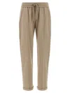 Brunello Cucinelli Elastic Waistband Rolled Cuffs Side Pockets In Brown