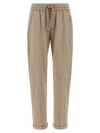Brunello Cucinelli Elastic Waistband Rolled Cuffs Side Pockets In Brown