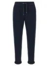 Brunello Cucinelli Joggers Featuring Elastic Waistband And Ribbed Cuffs In Blue