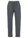 Brunello Cucinelli Women Cotton And Silk Blend Trousers In Gray