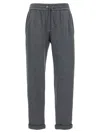 Brunello Cucinelli Comfort Cotton And Silk Wide Pantss In Gray