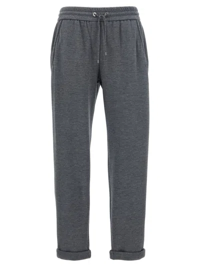 Brunello Cucinelli Monile' Joggers In Gray