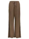 Brunello Cucinelli Elastic Waistband Wide Leg Trousers With Side Stripe Detail In Brown