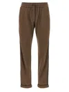 Brunello Cucinelli Shiny Pocket Detail Joggers In Brown