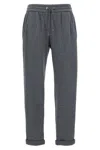 Brunello Cucinelli Women Cotton And Silk Blend Trousers In Gray