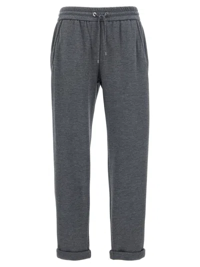 Brunello Cucinelli Monile Joggers In Gray