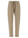 Brunello Cucinelli Elastic Waistband Rolled Cuffs Side Pockets In Brown