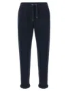 Brunello Cucinelli Joggers Featuring Elastic Waistband And Ribbed Cuffs In Blue
