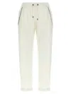Brunello Cucinelli White Pants With Elastic Drawstring Waist And Monile Detail On The Pockets In Cotton Woman