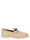 Brunello Cucinelli Beige Loafers With Monile Detail In Suede Woman