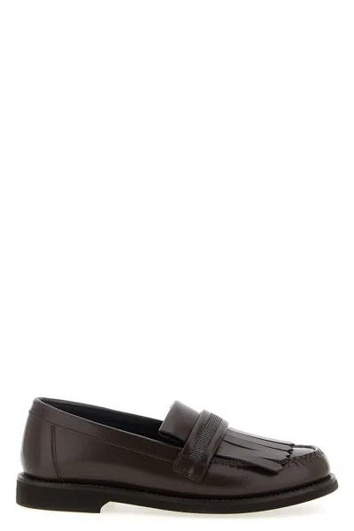 Brunello Cucinelli Monile Loafers In Brown