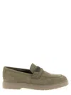 Brunello Cucinelli Monile Suede Loafers Rubber Sole Stitching In Green