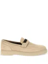 Brunello Cucinelli Beige Loafers With Monile Detail In Suede Woman In Neutrals