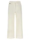 Brunello Cucinelli High-waisted Cotton-linen Pants With Monile Back Detail In White