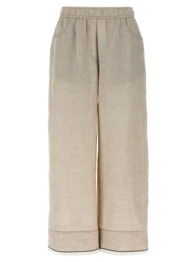 Brunello Cucinelli Linen Wide-leg Trousers