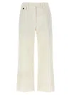 Brunello Cucinelli High-waisted Cotton-linen Pants With Monile Back Detail In White