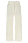 Brunello Cucinelli High-waisted Cotton-linen Pants With Monile Back Detail In White