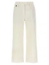Brunello Cucinelli High-waisted Cotton-linen Pants With Monile Back Detail In White