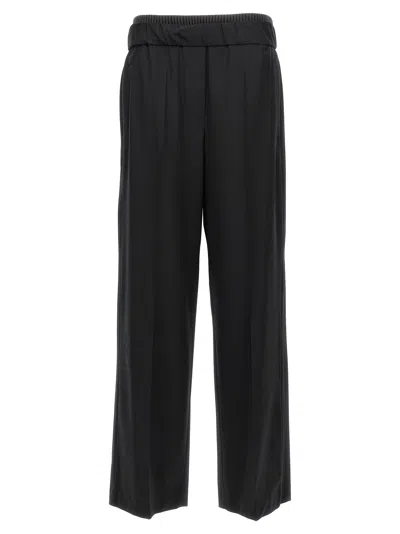 Brunello Cucinelli Corduroy Wide-leg Pants In Black