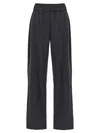 Brunello Cucinelli Grey Pants With Elastic Waist In Wool Blend Stretch Woman In Gray
