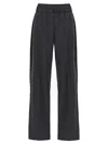 Brunello Cucinelli Grey Pants With Elastic Waist In Wool Blend Stretch Woman In Grey