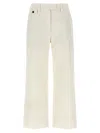 Brunello Cucinelli High-waisted Cotton-linen Pants With Monile Back Detail In White
