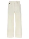 Brunello Cucinelli High-waisted Cotton-linen Pants With Monile Back Detail In White