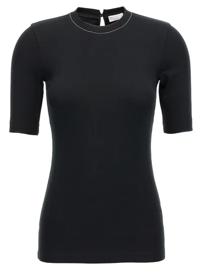 BRUNELLO CUCINELLI MONILE RIBBED T-SHIRT BLACK