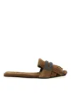 Brunello Cucinelli Fringed Flat Sole Open Toe Sandal In Beige