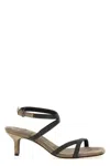 Brunello Cucinelli Sandal City Grey With Precious Straps In Brown