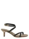 Brunello Cucinelli Sandal City Grey With Precious Straps In Brown