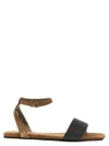 Brunello Cucinelli Bead-embellished Suede Sandals In Beige