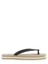 Brunello Cucinelli Flat Open Toe Rubber Sandals With Textured Strap In Gray
