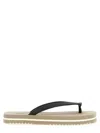 Brunello Cucinelli Flat Open Toe Rubber Sandals With Textured Strap In Gray