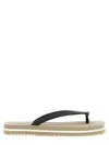 Brunello Cucinelli Flat Open Toe Rubber Sandals With Textured Strap In Gray