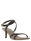 Brunello Cucinelli Sandal City Grey With Precious Straps In Grey