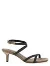 Brunello Cucinelli Sandal City Grey With Precious Straps In Black