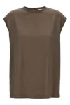 Brunello Cucinelli Silk Crewneck Blouse With Back Button Closure