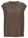 Brunello Cucinelli Silk Crewneck Blouse With Back Button Closure