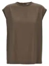 Brunello Cucinelli Silk Crewneck Blouse With Back Button Closure