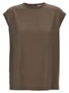 Brunello Cucinelli Silk Crewneck Blouse With Back Button Closure