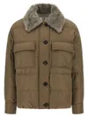 Brunello Cucinelli Quilted Coat With Plush Shearling Collar And Flap Pockets